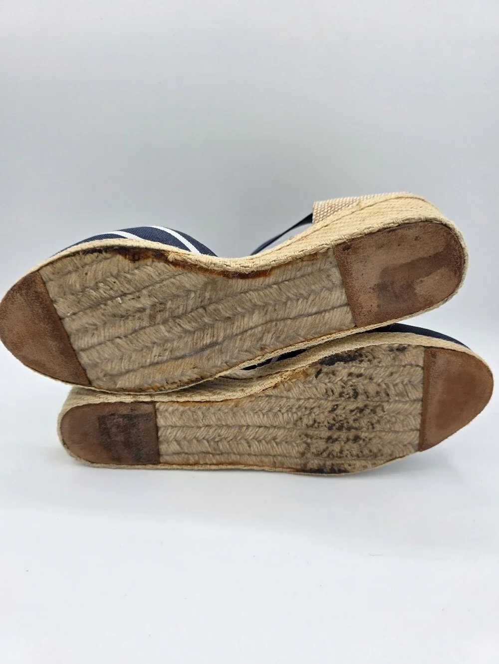 Lauren Ralph Lauren‎ Navy Espadrille Wedges Stripe Size 9.5